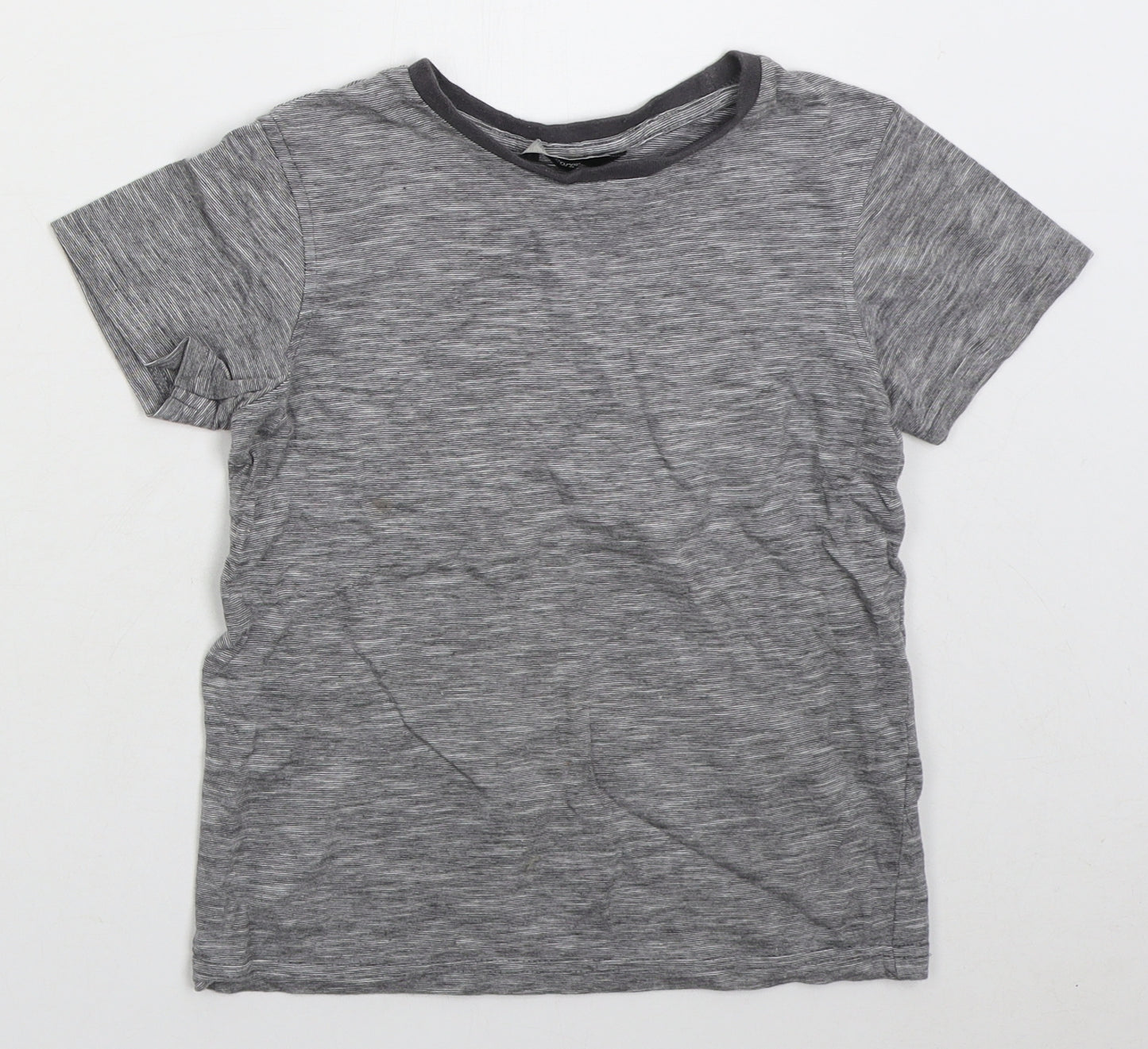 George Boys Grey Cotton Basic T-Shirt Size 7-8 Years Crew Neck Pullover