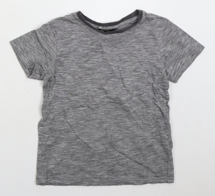 George Boys Grey Cotton Basic T-Shirt Size 7-8 Years Crew Neck Pullover