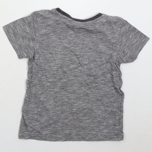 George Boys Grey Cotton Basic T-Shirt Size 7-8 Years Crew Neck Pullover