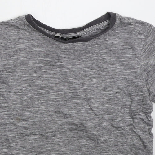 George Boys Grey Cotton Basic T-Shirt Size 7-8 Years Crew Neck Pullover