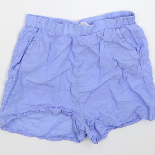 F&M Girls Blue Cotton Mom Shorts Size 13-14 Years Regular