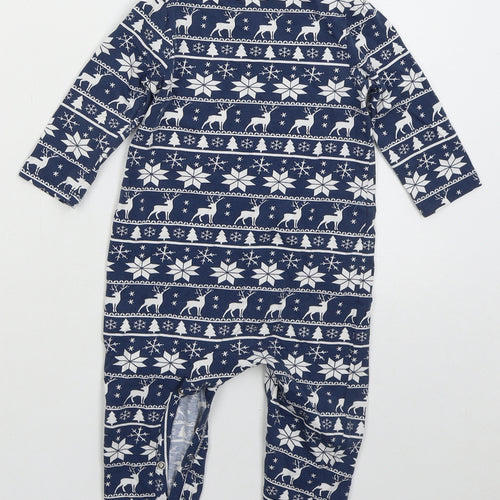 In the Style Baby Blue Geometric Cotton Cami One Piece Size 9-12 Months Button - Christmas Prints
