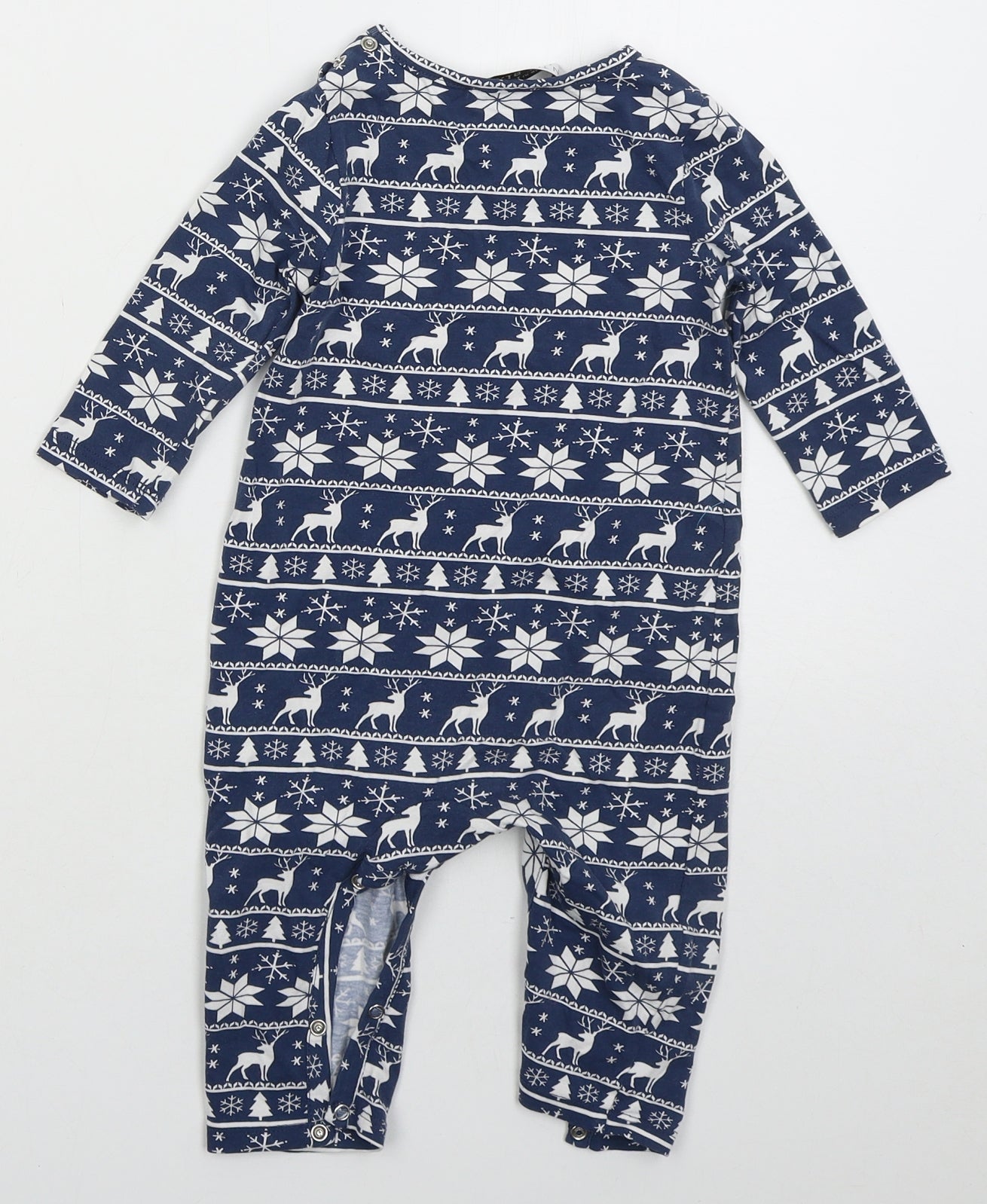 In the Style Baby Blue Geometric Cotton Cami One Piece Size 9-12 Months Button - Christmas Prints