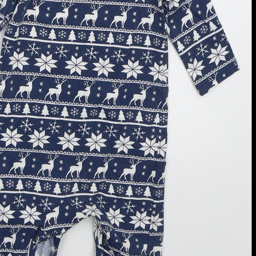 In the Style Baby Blue Geometric Cotton Cami One Piece Size 9-12 Months Button - Christmas Prints