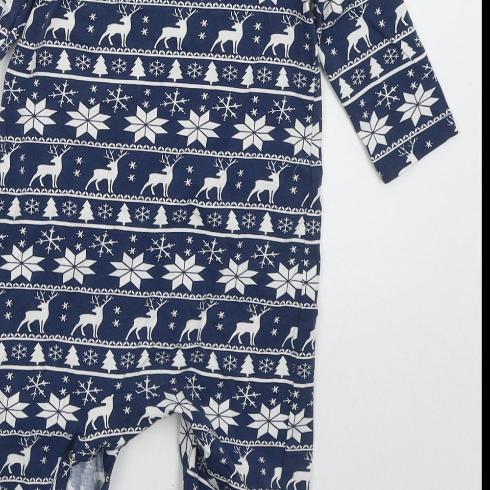 In the Style Baby Blue Geometric Cotton Cami One Piece Size 9-12 Months Button - Christmas Prints