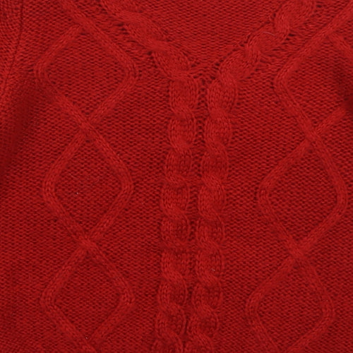 M&Co Girls Red Crew Neck Acrylic Pullover Jumper Size 7-8 Years Pullover