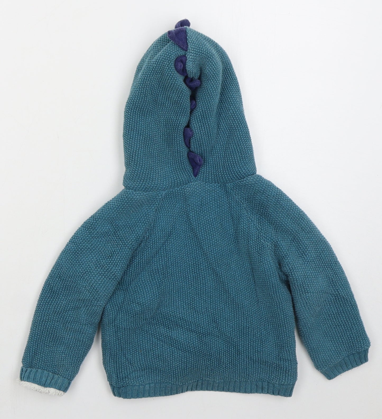 John Lewis Boys Blue Cotton Cardigan Jumper Size 18-24 Months Button - Dinosaurs
