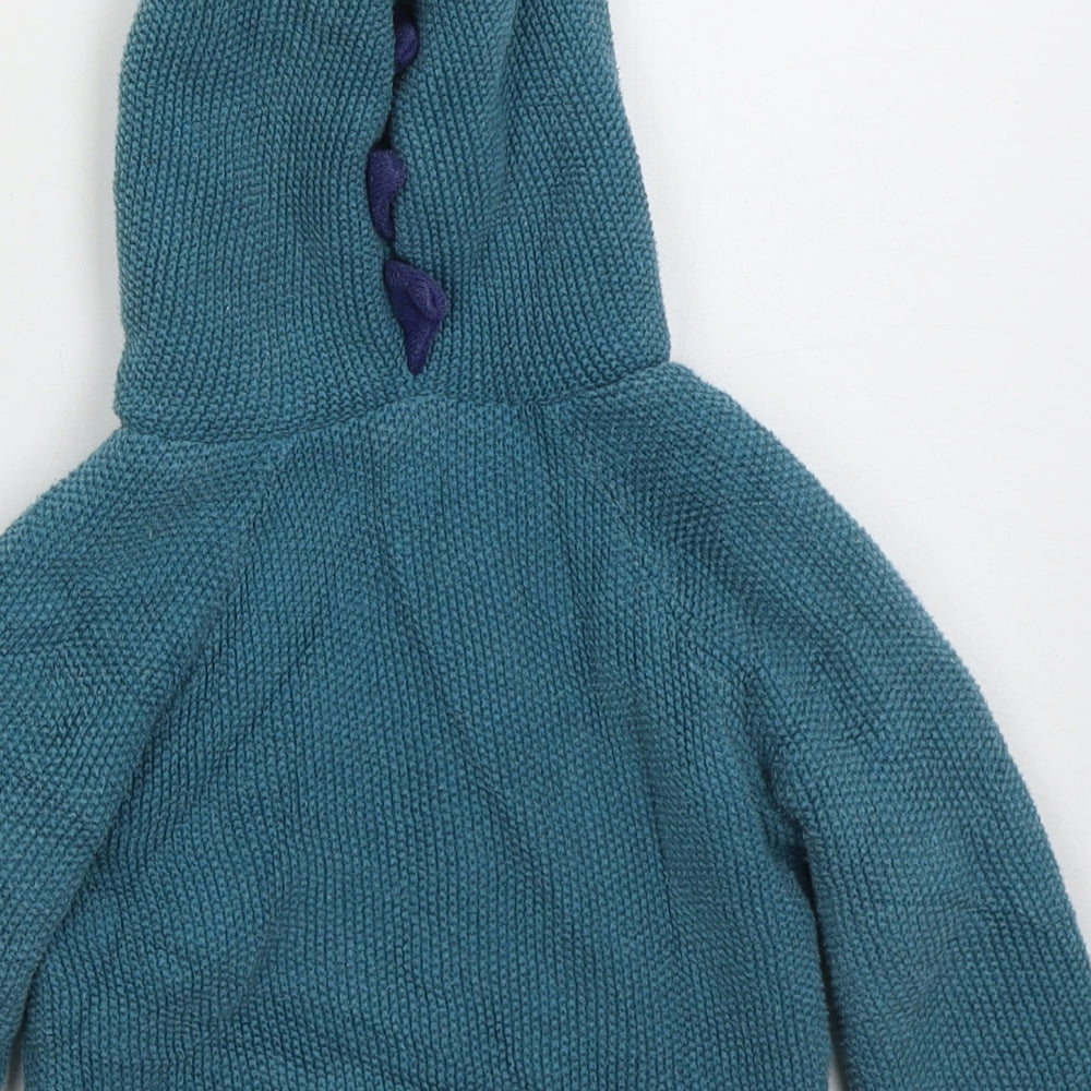 John Lewis Boys Blue Cotton Cardigan Jumper Size 18-24 Months Button - Dinosaurs