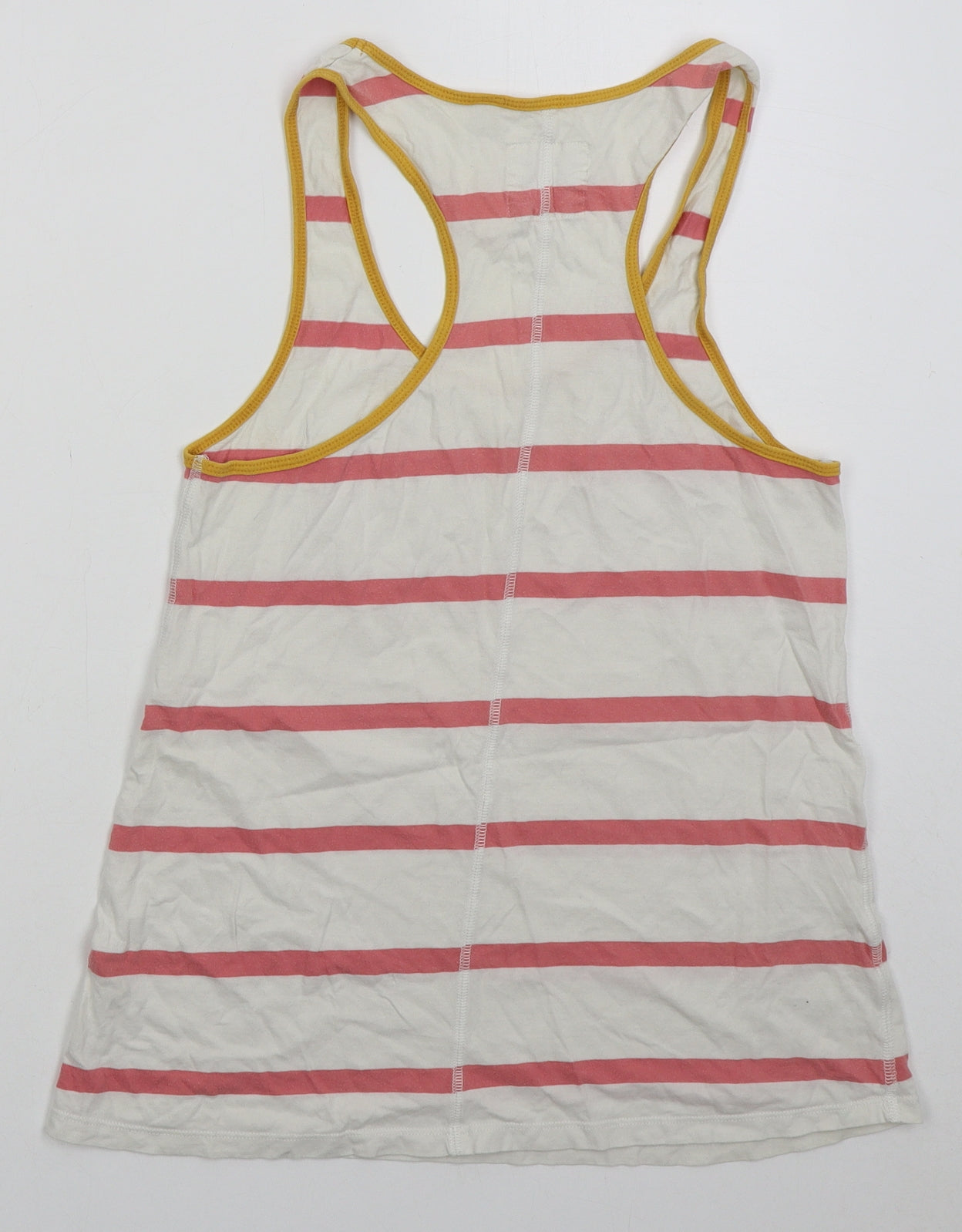 Jack Wills Womens White Striped Cotton Basic Tank Size 8 Round Neck - Pink