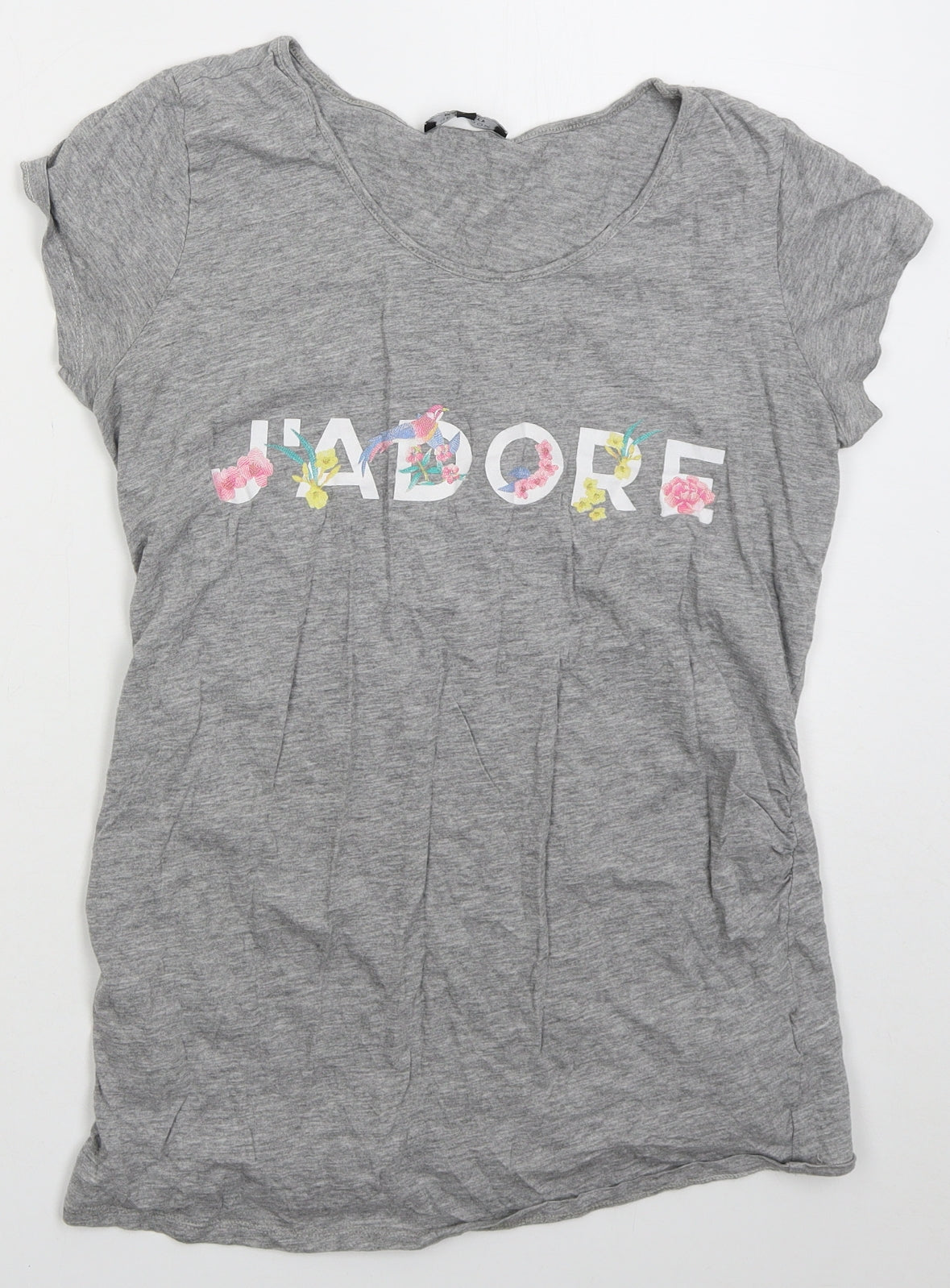 New Look Womens Grey Cotton Basic T-Shirt Size 10 Round Neck - Jadore