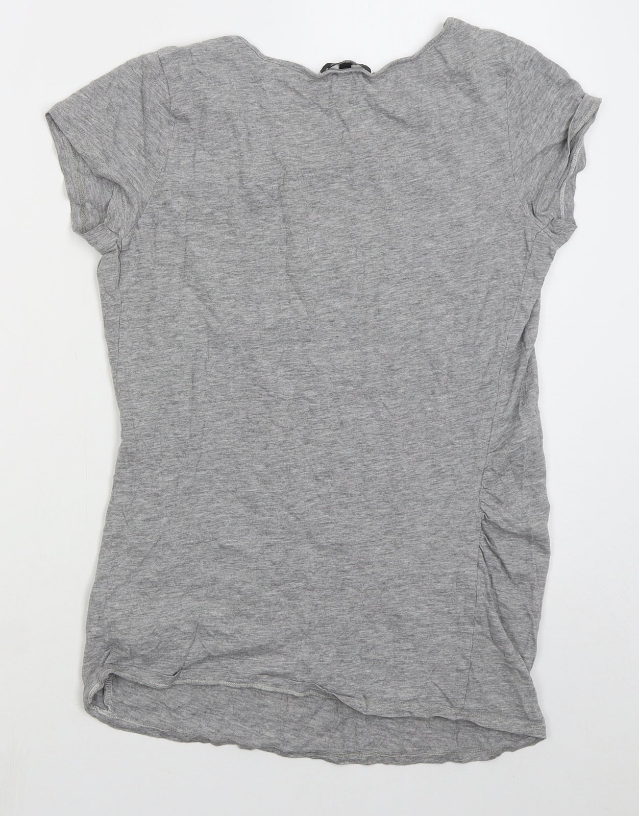 New Look Womens Grey Cotton Basic T-Shirt Size 10 Round Neck - Jadore