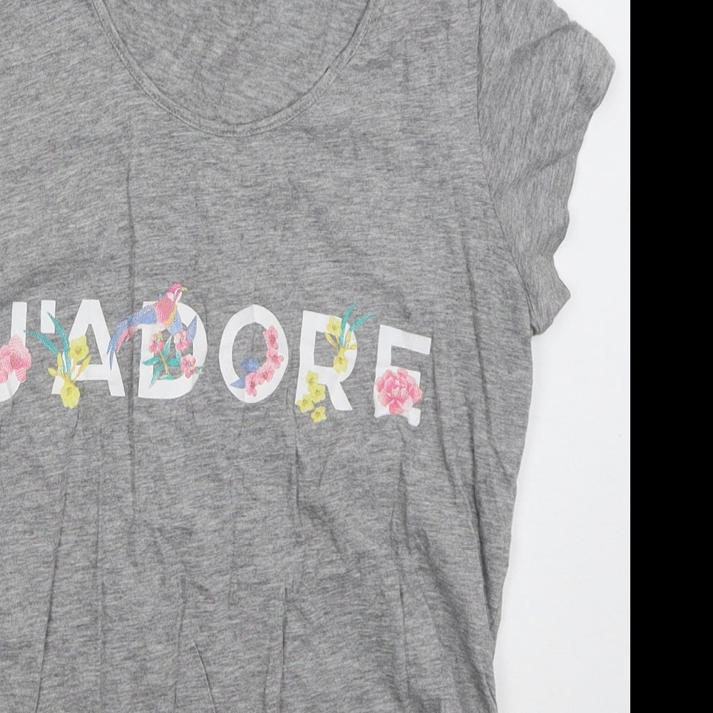 New Look Womens Grey Cotton Basic T-Shirt Size 10 Round Neck - Jadore