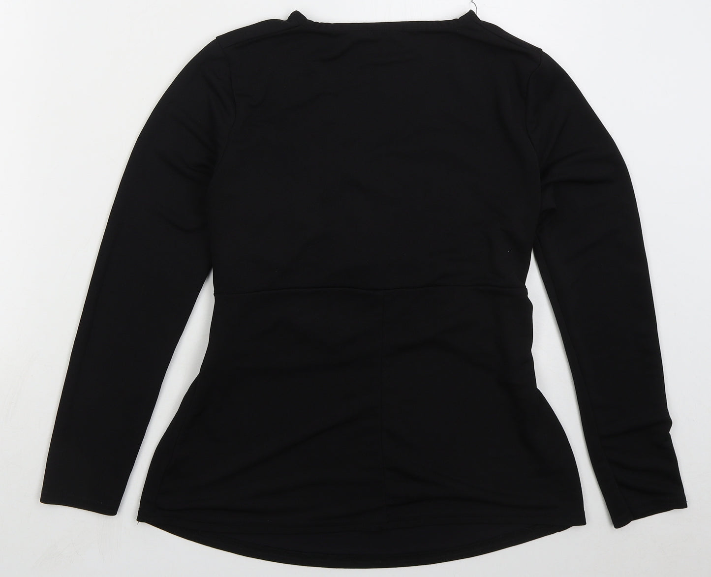 Boohoo Womens Black Polyester Basic T-Shirt Size 10 V-Neck