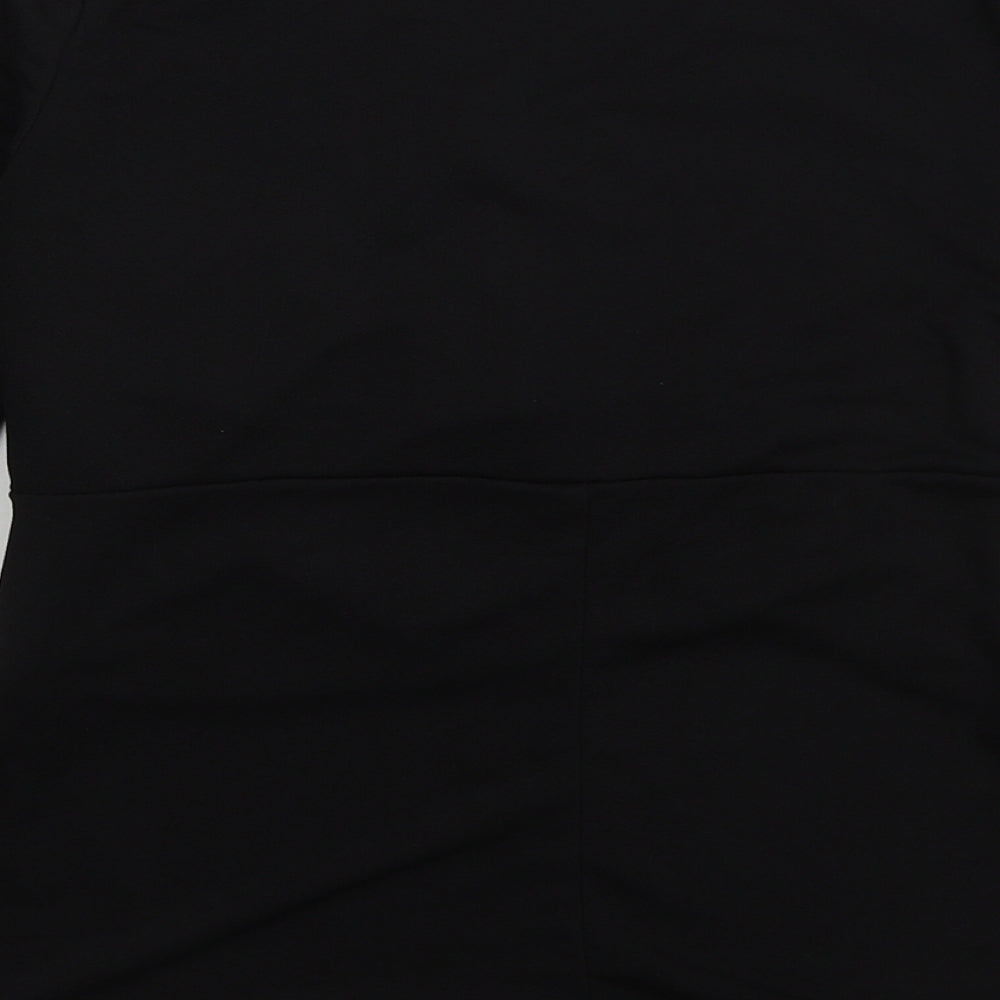 Boohoo Womens Black Polyester Basic T-Shirt Size 10 V-Neck