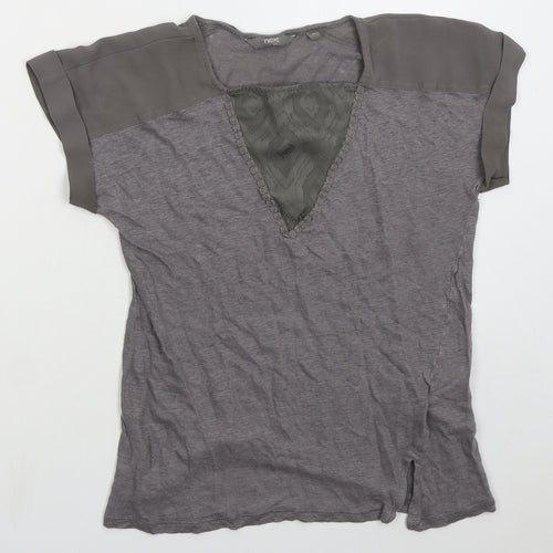 NEXT Womens Grey Linen Basic T-Shirt Size 6 Square Neck