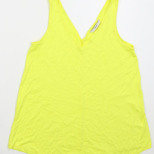George Womens Yellow Viscose Basic Tank Size 8 V-Neck
