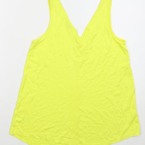 George Womens Yellow Viscose Basic Tank Size 8 V-Neck