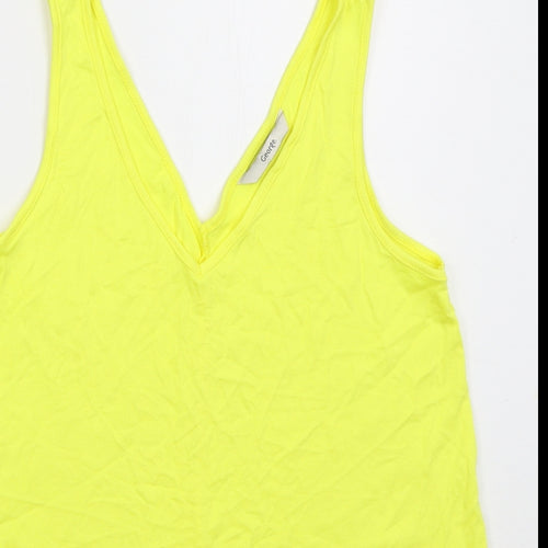 George Womens Yellow Viscose Basic Tank Size 8 V-Neck