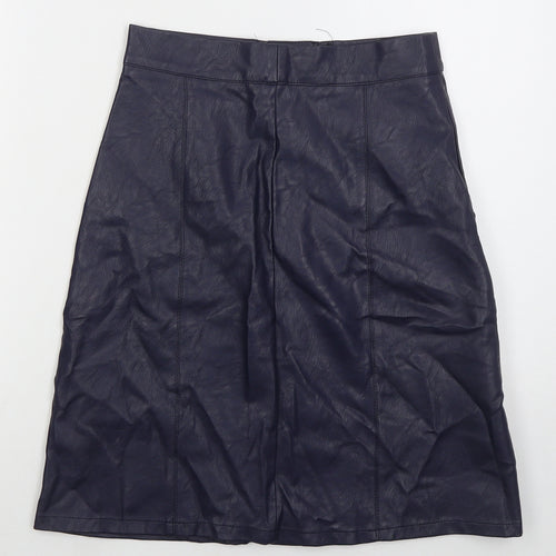Cutie Womens Blue Polyurethane A-Line Skirt Size 8 Button