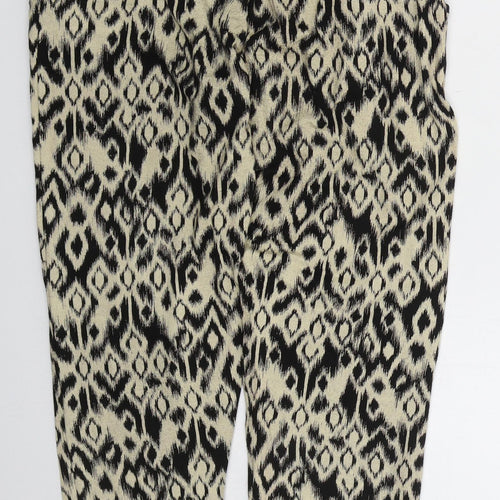 Preworn Womens Beige Geometric Viscose Trousers Size S L24 in Regular