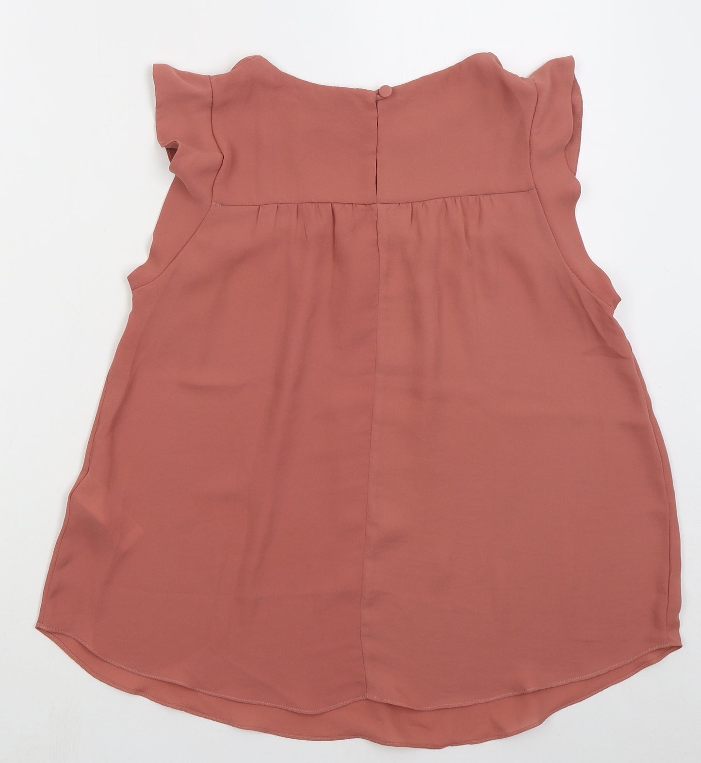 New Look Womens Pink Polyester Basic Blouse Size 10 Round Neck