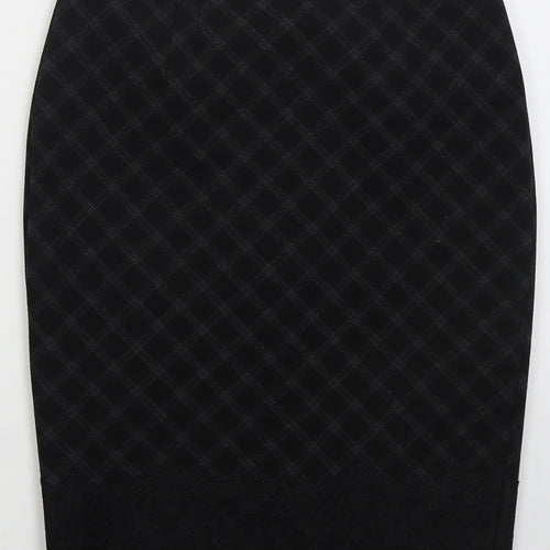 Marks and Spencer Womens Black Check Polyester Straight & Pencil Skirt Size 10 Zip