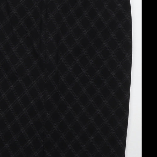 Marks and Spencer Womens Black Check Polyester Straight & Pencil Skirt Size 10 Zip
