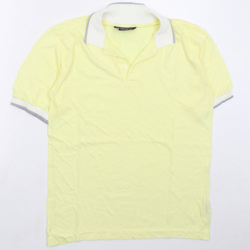 St Bernard Mens Yellow Polyester Polo Size M Collared Pullover