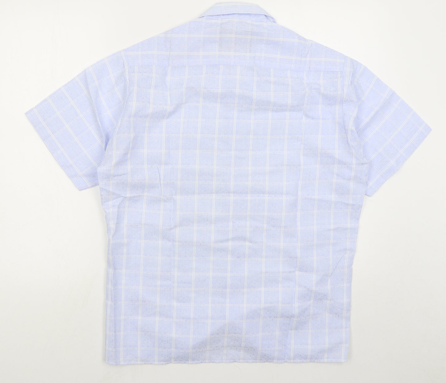 Ben Sherman Mens Blue Check Polyester Button-Up Size M Collared Button