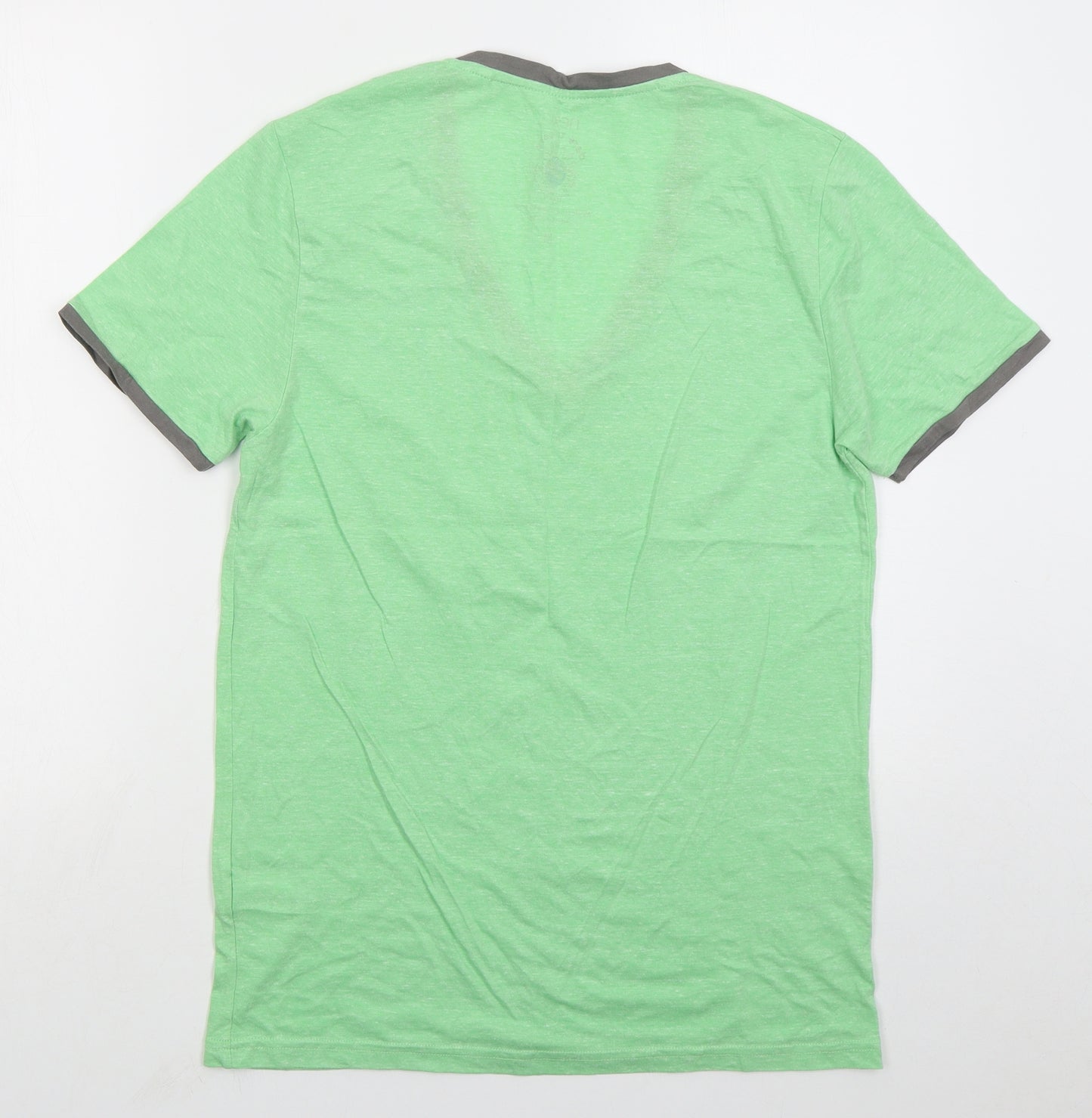 NEXT Mens Green Cotton T-Shirt Size M V-Neck