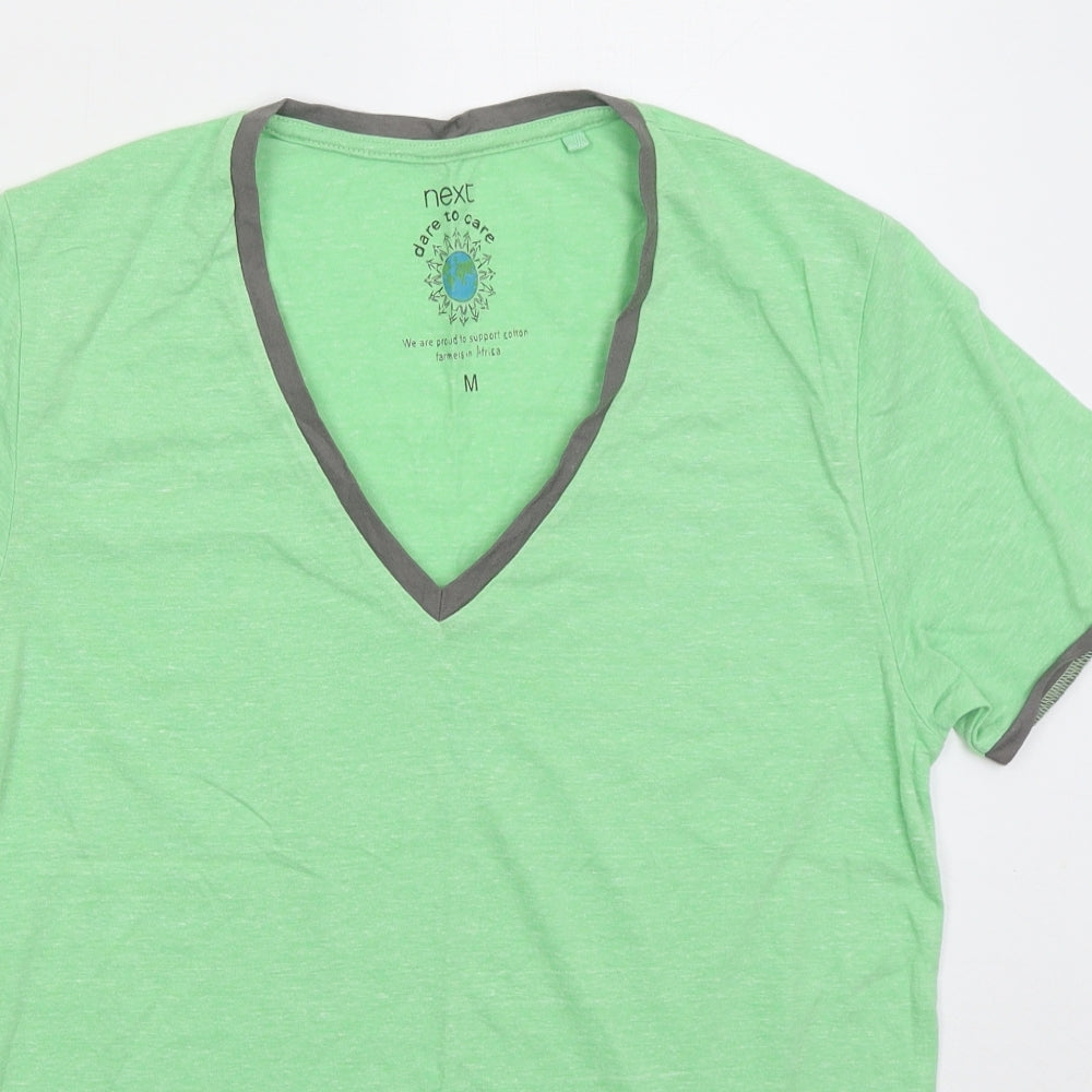 NEXT Mens Green Cotton T-Shirt Size M V-Neck
