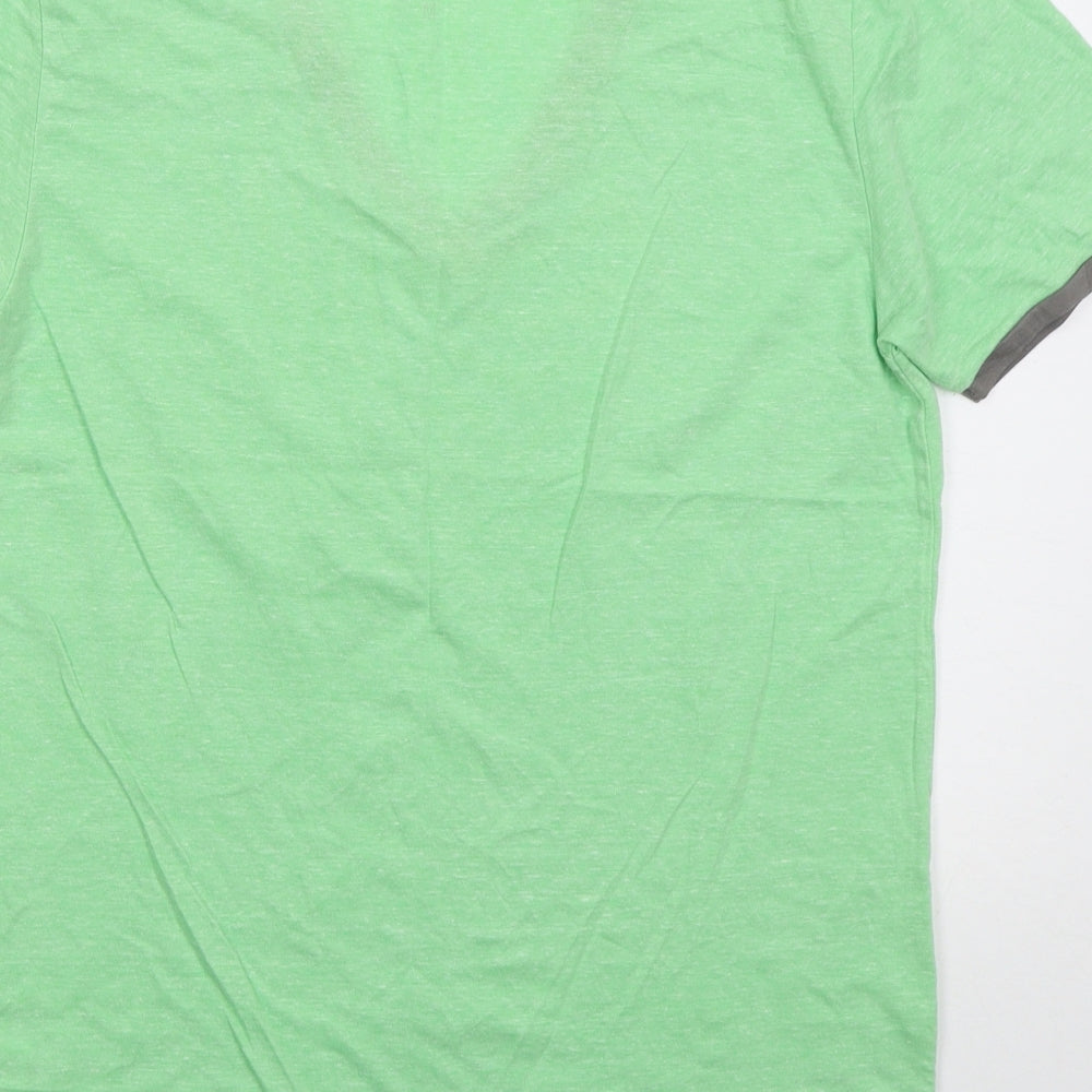 NEXT Mens Green Cotton T-Shirt Size M V-Neck