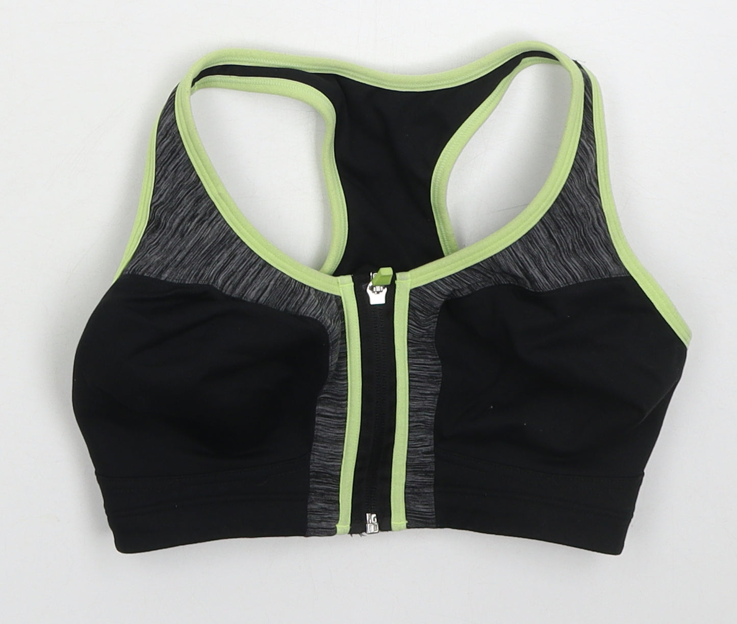 Marks and Spencer Womens Black Nylon Cropped Tank One Size Round Neck - 34D Sports Bra