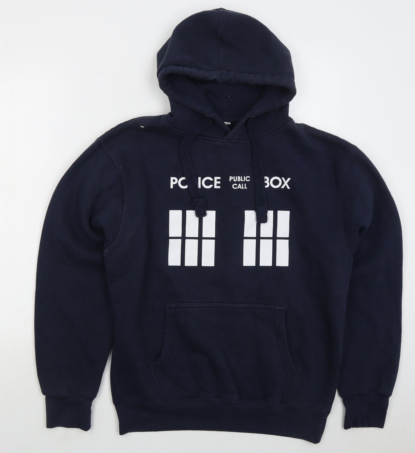 Preworn Mens Blue Cotton Pullover Hoodie Size L - Police Box