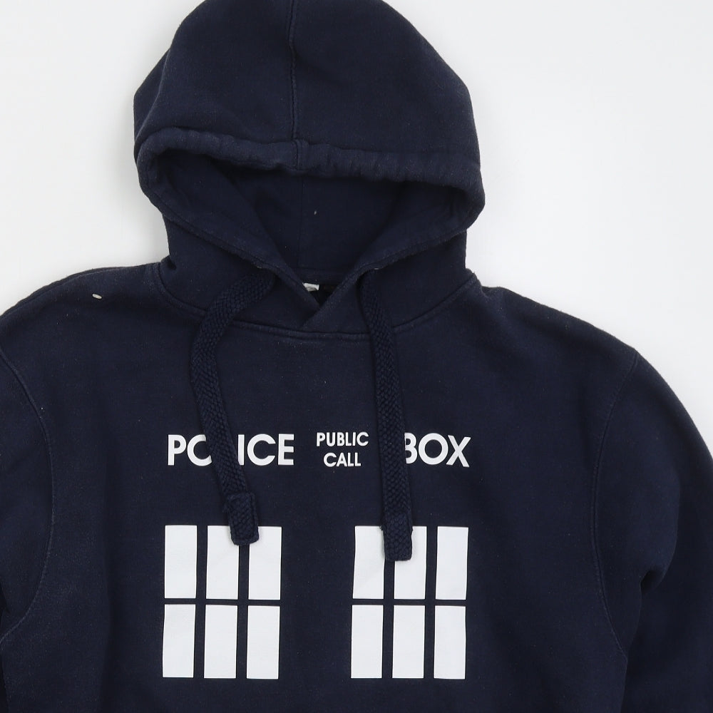 Preworn Mens Blue Cotton Pullover Hoodie Size L - Police Box