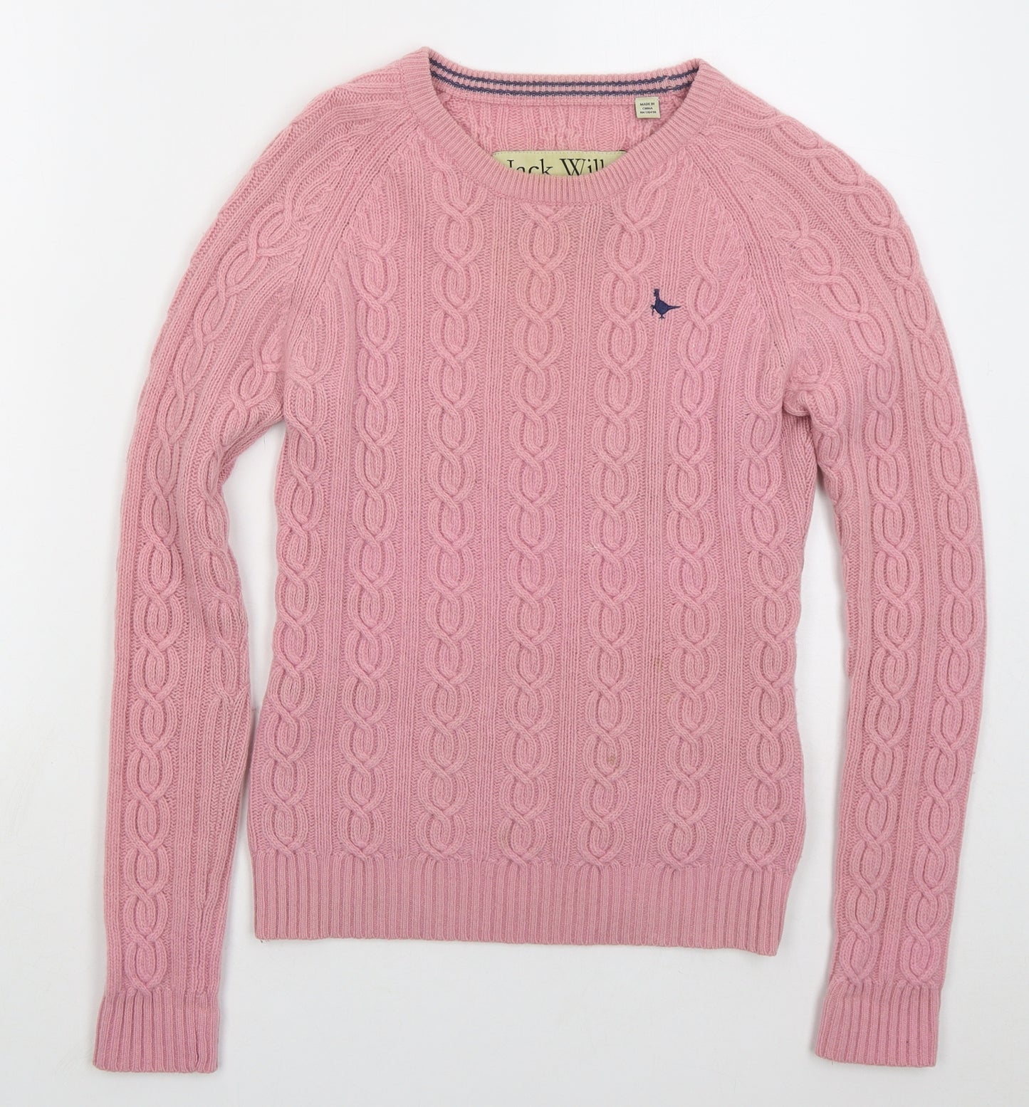 Jack Wills Womens Pink Crew Neck Wool Pullover Jumper Size 10