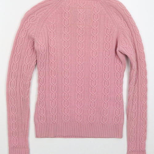 Jack Wills Womens Pink Crew Neck Wool Pullover Jumper Size 10