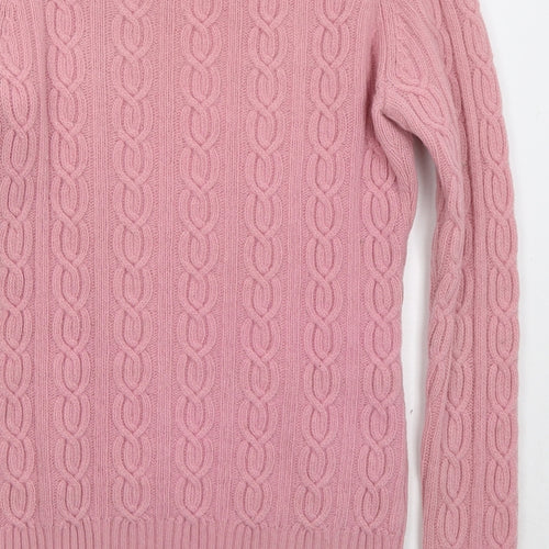Jack Wills Womens Pink Crew Neck Wool Pullover Jumper Size 10