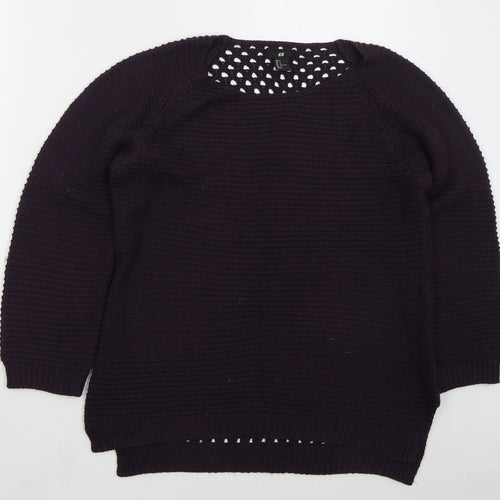 H&M Womens Purple Round Neck Acrylic Pullover Jumper Size L