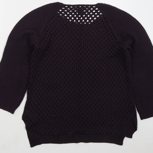 H&M Womens Purple Round Neck Acrylic Pullover Jumper Size L