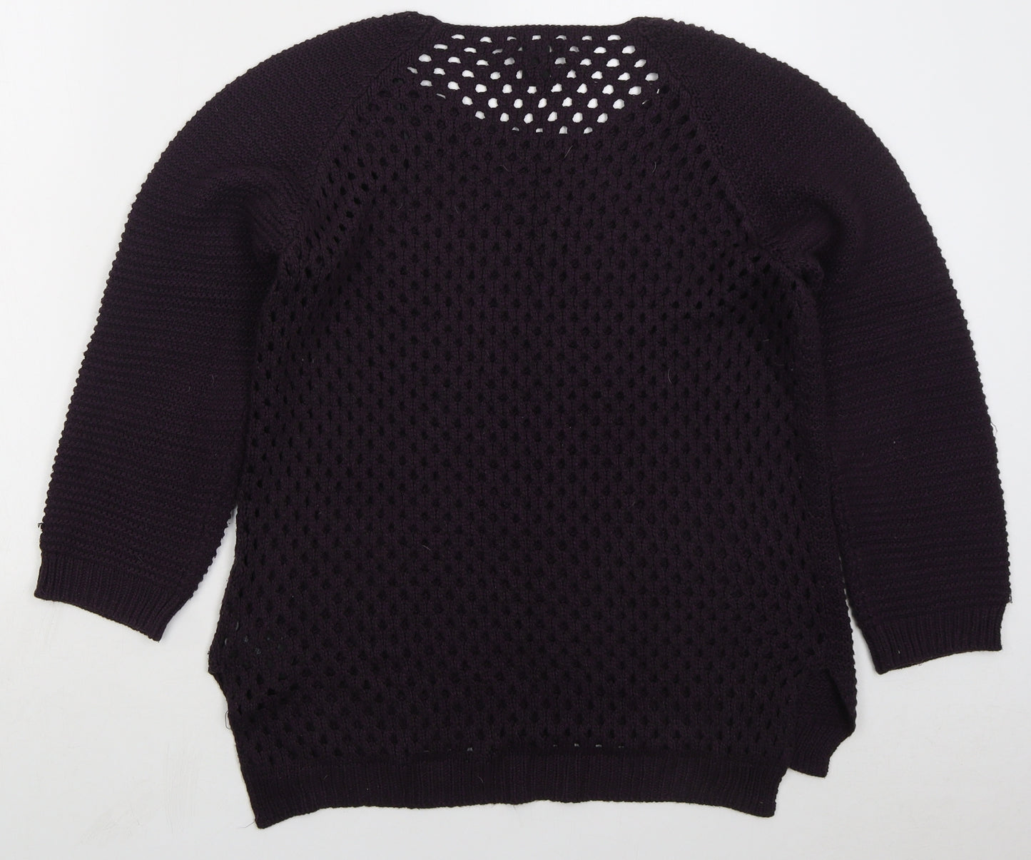 H&M Womens Purple Round Neck Acrylic Pullover Jumper Size L