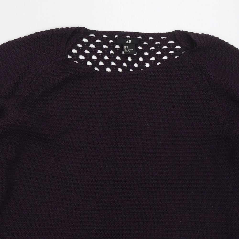 H&M Womens Purple Round Neck Acrylic Pullover Jumper Size L