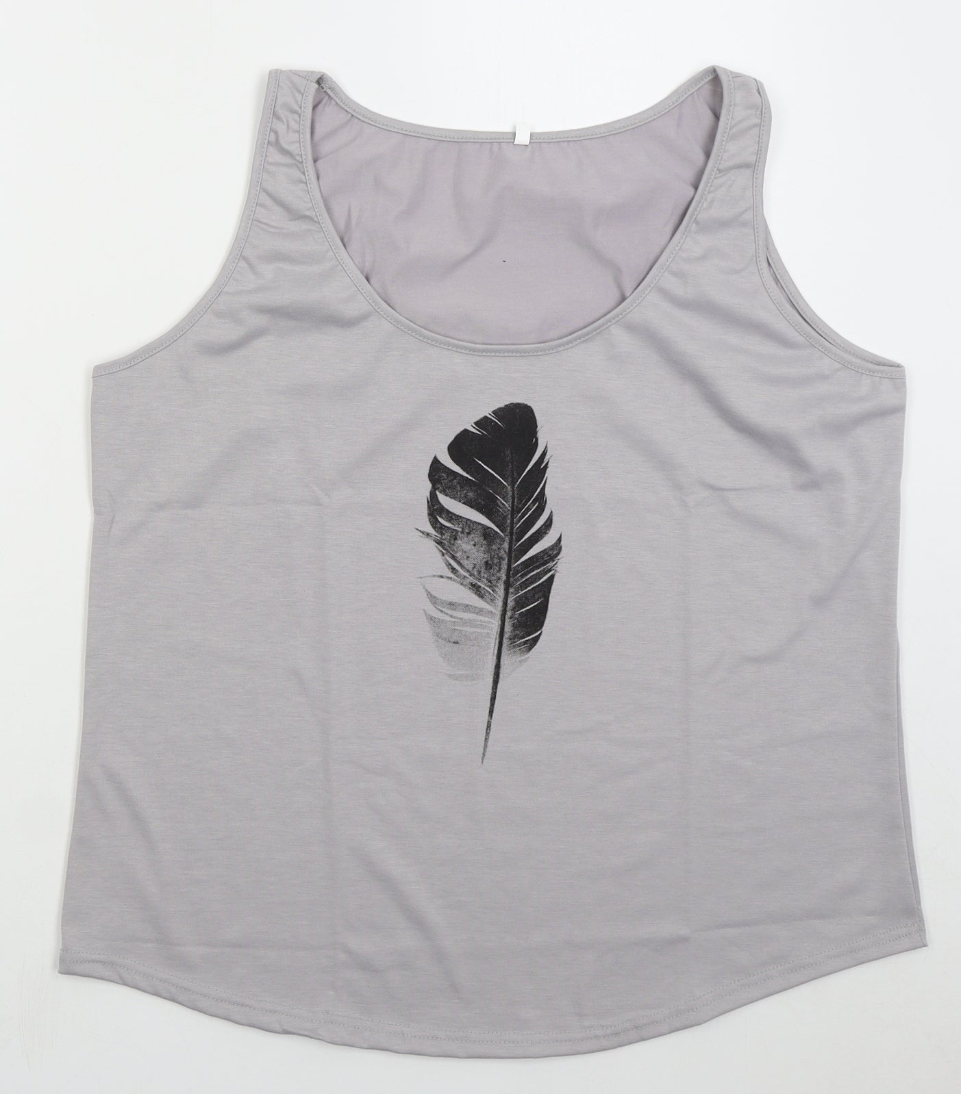 Preworn Womens Grey Cotton Basic Tank Size 3XL Round Neck - Feather