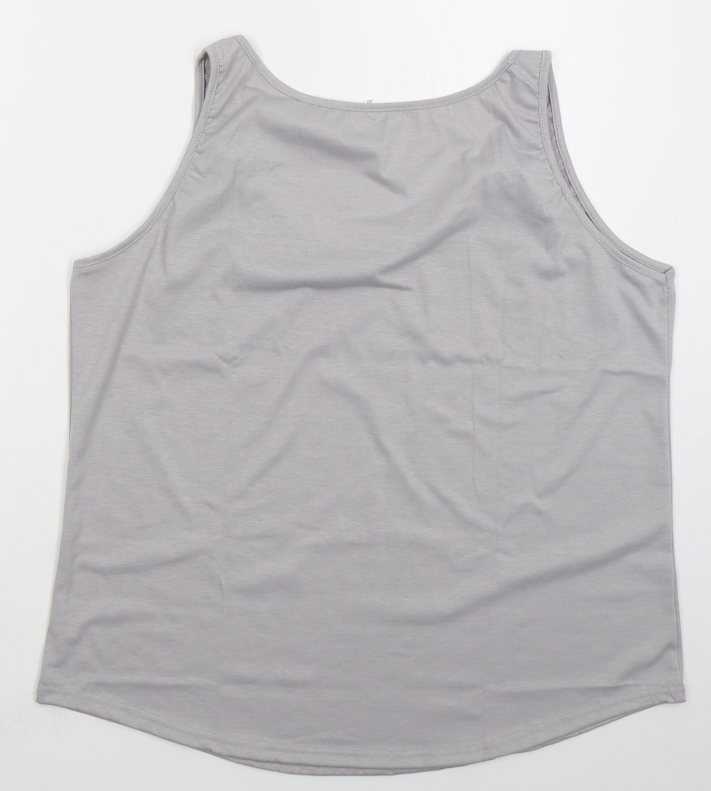 Preworn Womens Grey Cotton Basic Tank Size 3XL Round Neck - Feather
