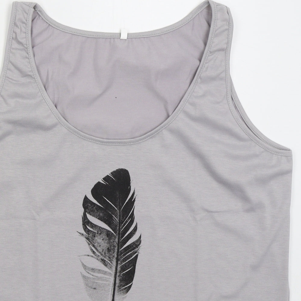 Preworn Womens Grey Cotton Basic Tank Size 3XL Round Neck - Feather