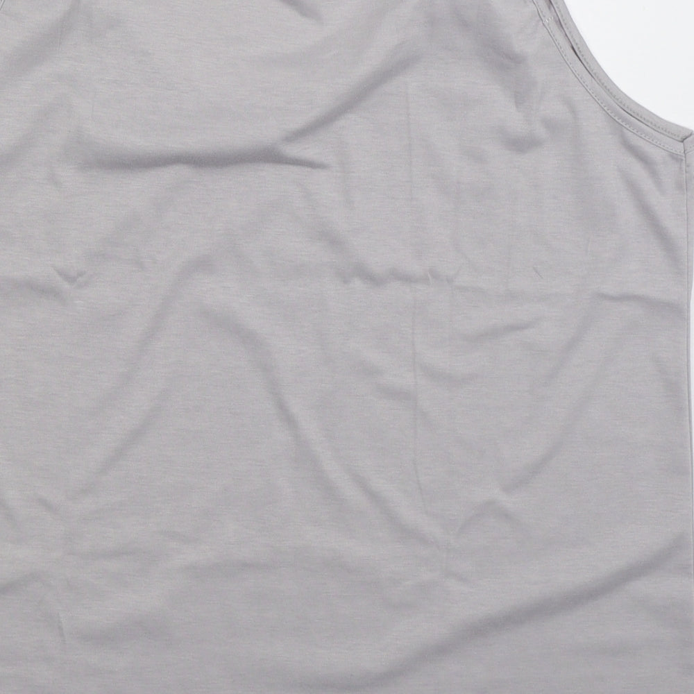 Preworn Womens Grey Cotton Basic Tank Size 3XL Round Neck - Feather