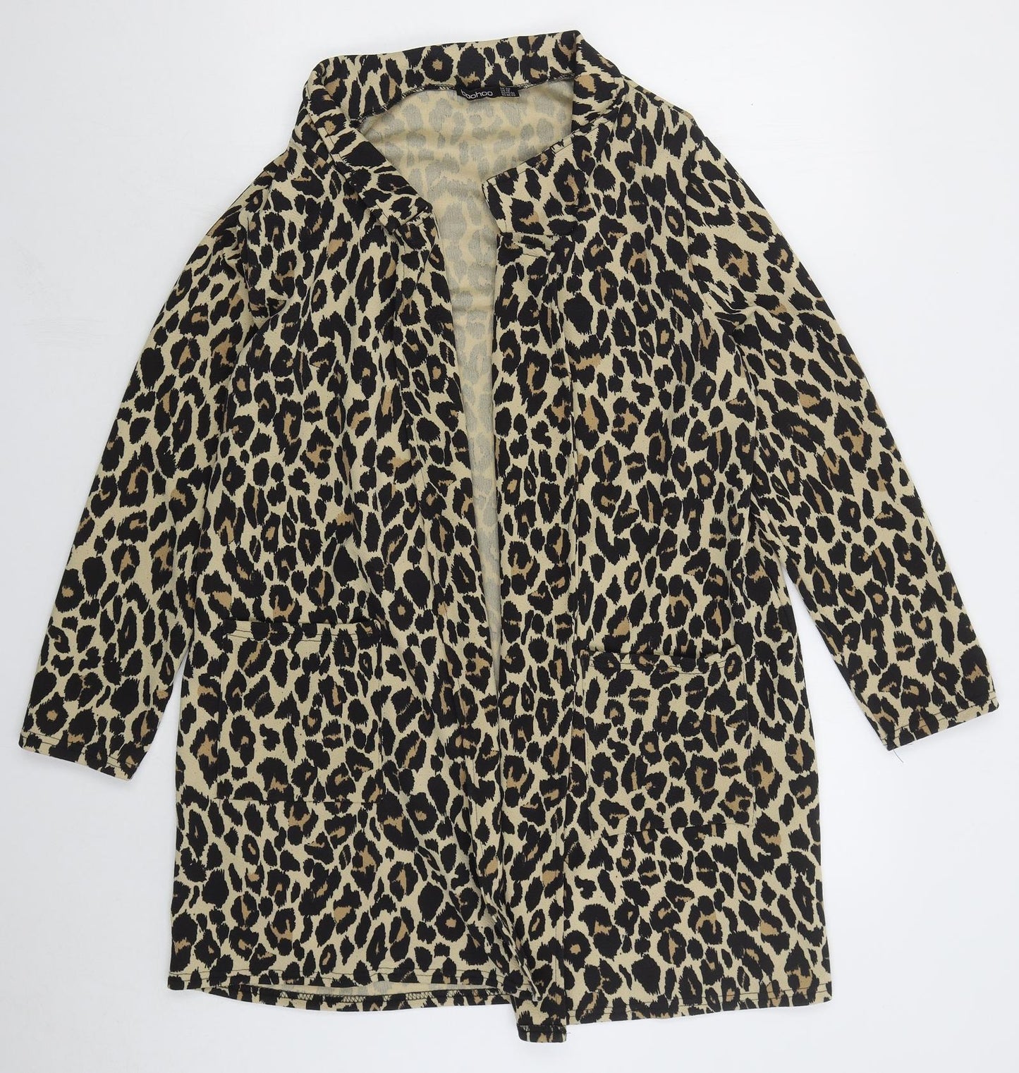 Boohoo Womens Beige Animal Print Jacket Size 22