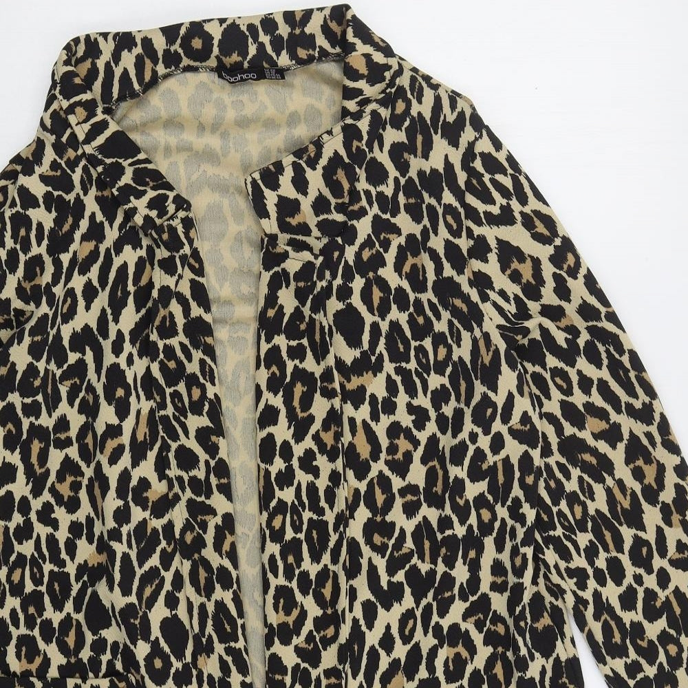 Boohoo Womens Beige Animal Print Jacket Size 22