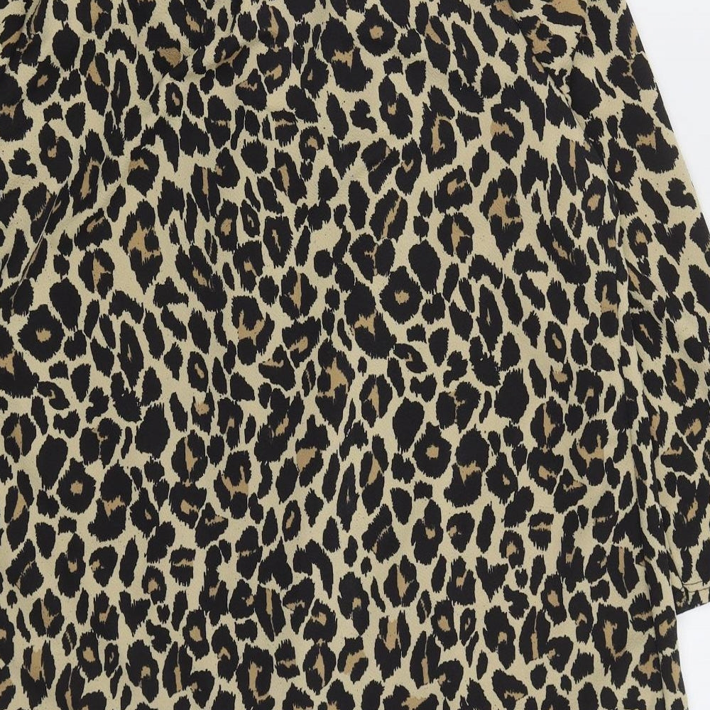 Boohoo Womens Beige Animal Print Jacket Size 22