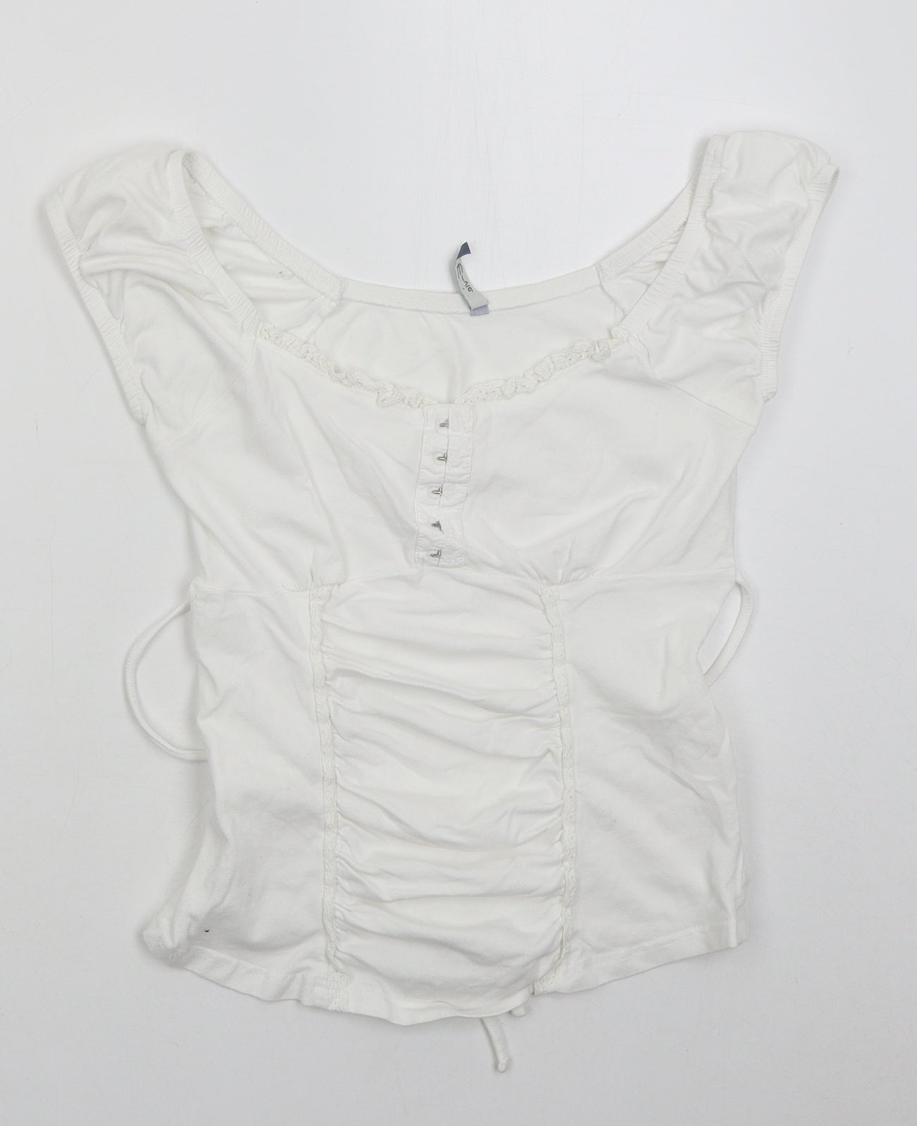 Evie Womens White Cotton Basic T-Shirt Size 12 Off the Shoulder
